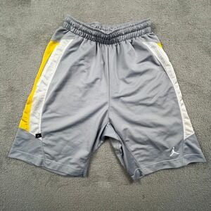 Jordan Basketball Shorts Mens Medium Grey Yellow Dri-FIT Athletic Jumpman 10"
